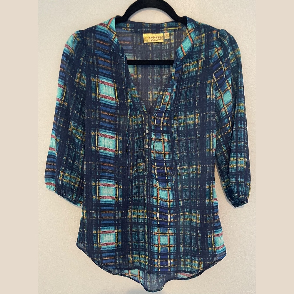 Princess Vera Wang Blue/Teal Plaid Tunic